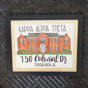 Black Picture Frame 12.5”x15.5” w/Kappa Alpha Theta Artwork of former building